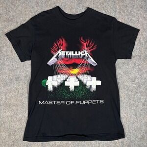 Metallica T-Shirt Mens Medium Black Master of Puppets Band Tee‎ Graphic